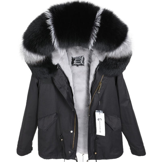 Real Fox Fur Parka Detachable Velvet Lining Coats
