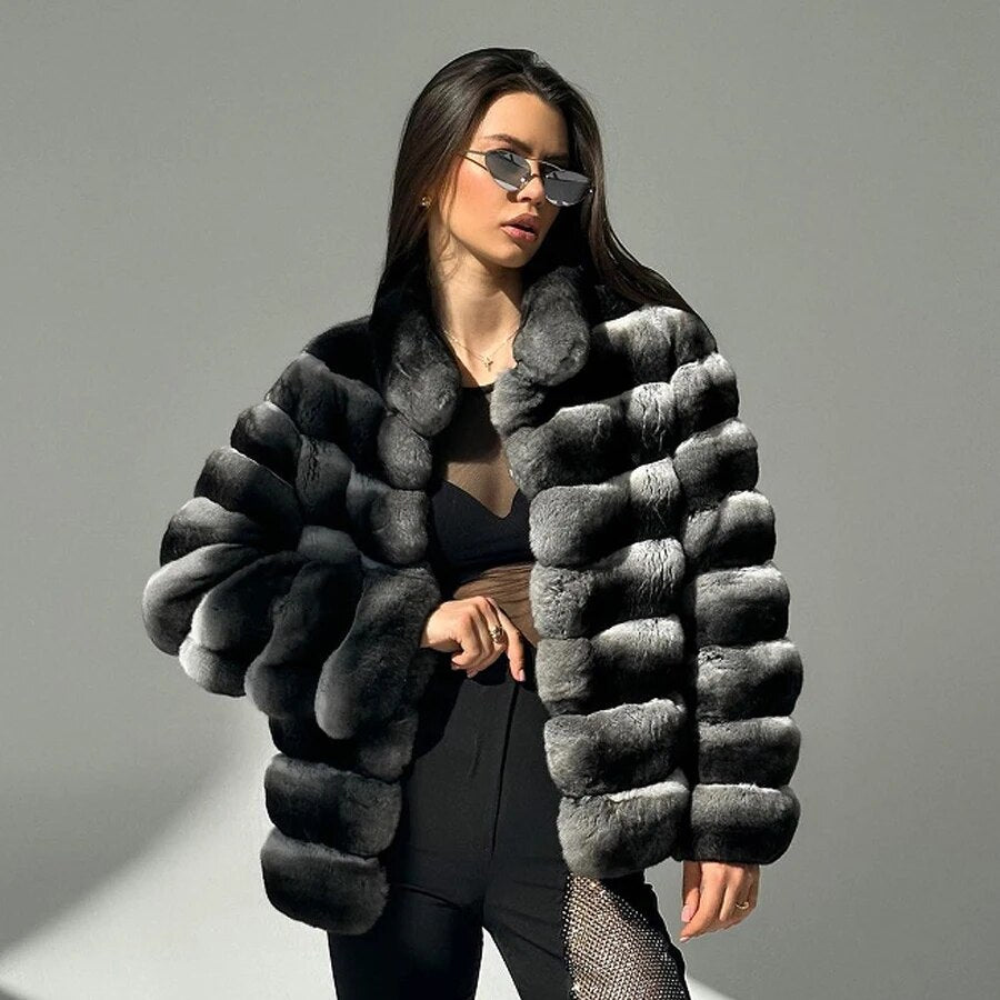 Chinchilla Style Real Rex Rabbit Fur Coats – Elevate Swag