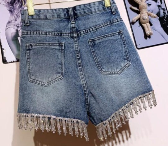 Diamond Tassel Jean Shorts