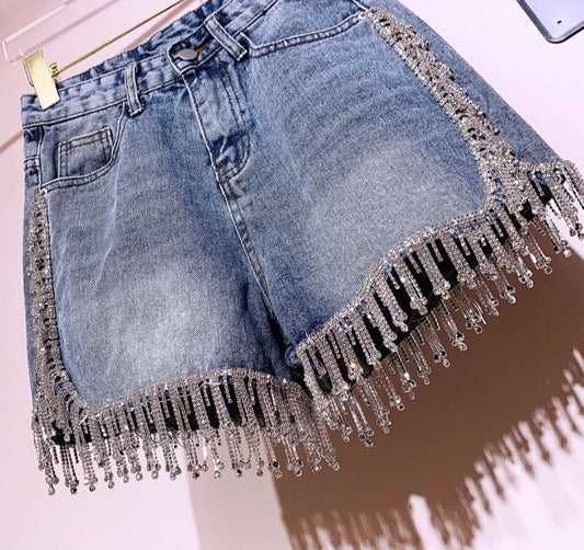 Diamond Tassel Jean Shorts