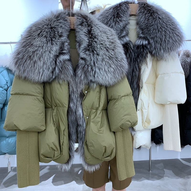 Goose Down Big Fur Collar Puffer Jackets