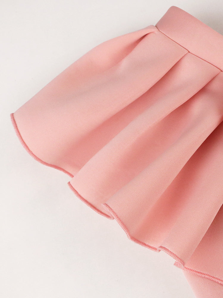 Pink Ruffle Bow Bodycon Dress