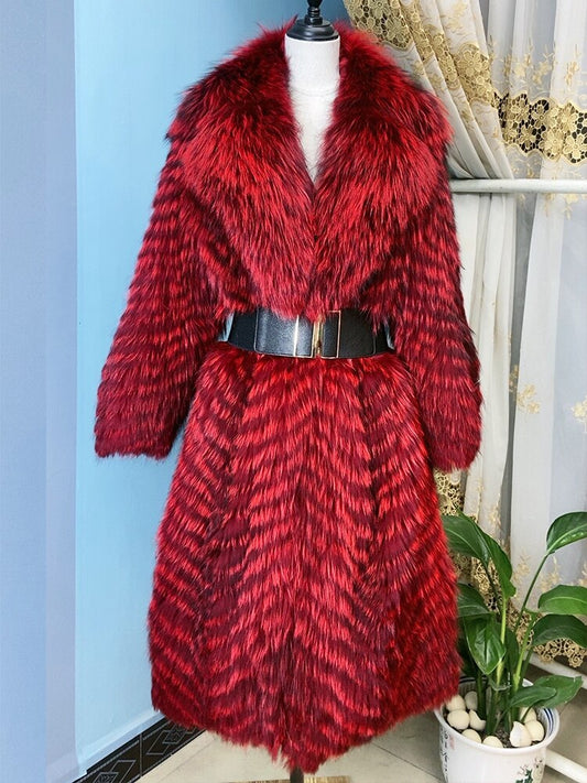 Real Fur Coat Big Fur Collar X-long Coats