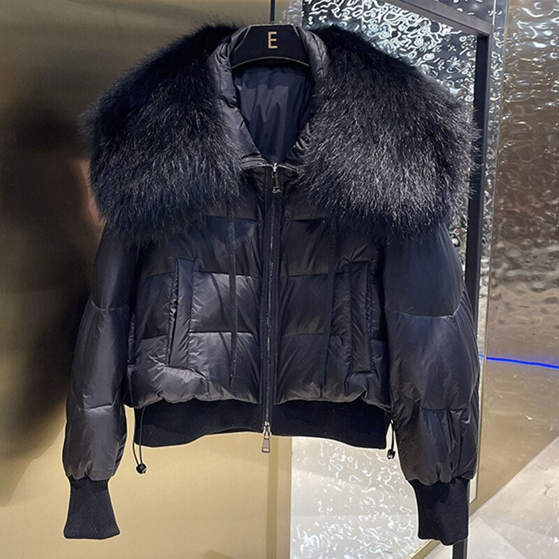 Real Fur Loose Duck Down Puffer Coats