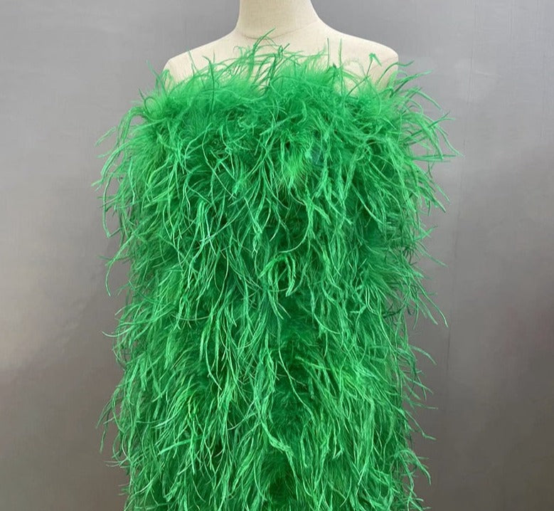 Ostrich Feather Tube Mini Dresses