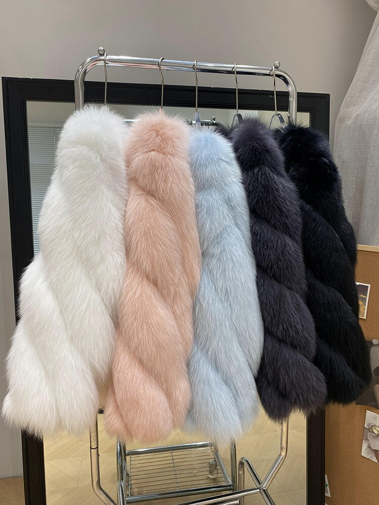 Luxury Pattern Real Fur Coats