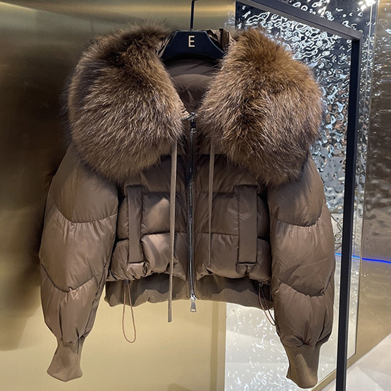 Real Fur Loose Duck Down Puffer Coats