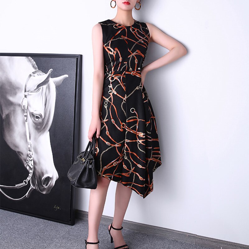 Genuine Leather Sleeveless Mid-Calf Dresses