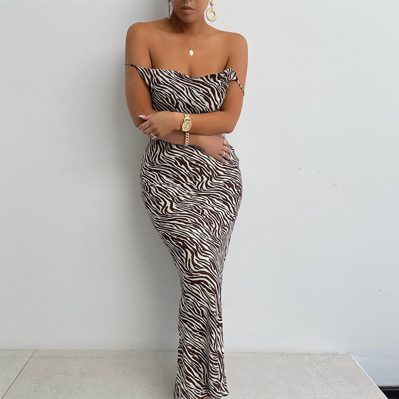 Zebra Print Sleeveless Maxi Dresses