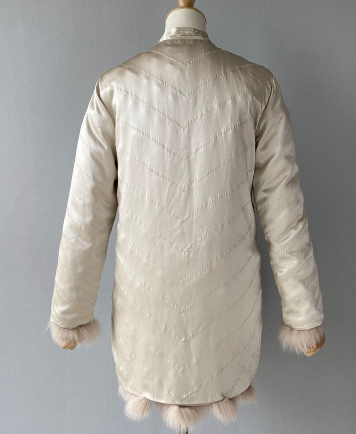 Reversible Real Fur Pattern Silk Lining Coats