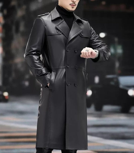 Genuine Leather Trench Coat