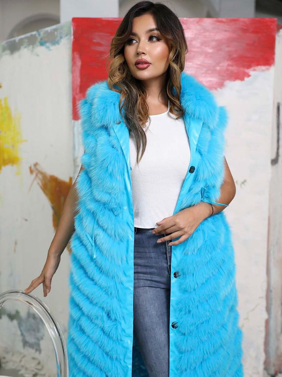 Reversible Long Real Fur Vests