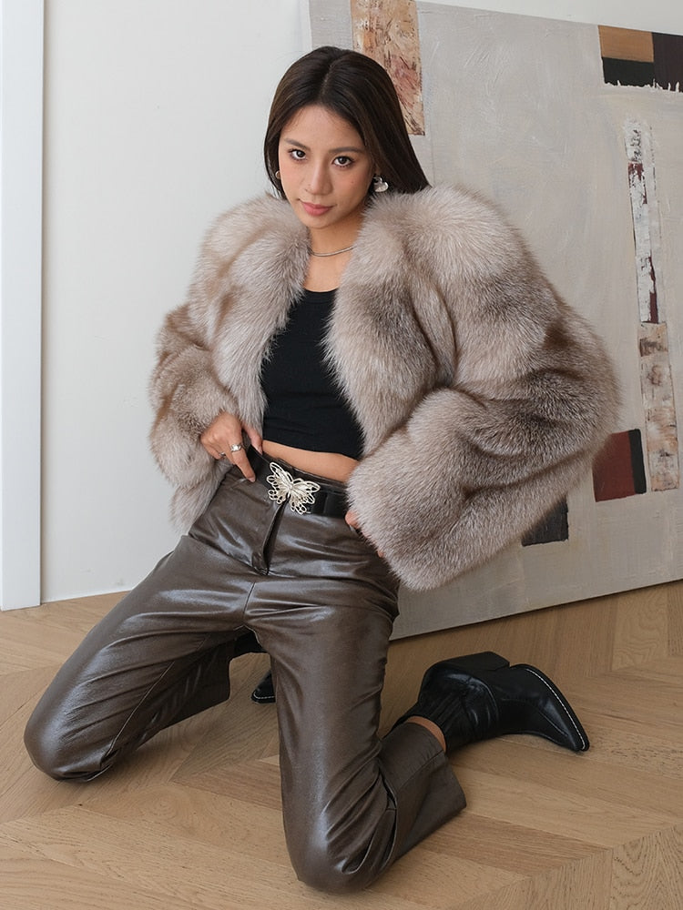 Fluffy Real Fox Fur Short Coats