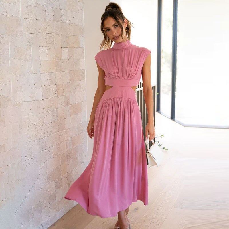 Sleeveless High Waist Hollow Out Dresses