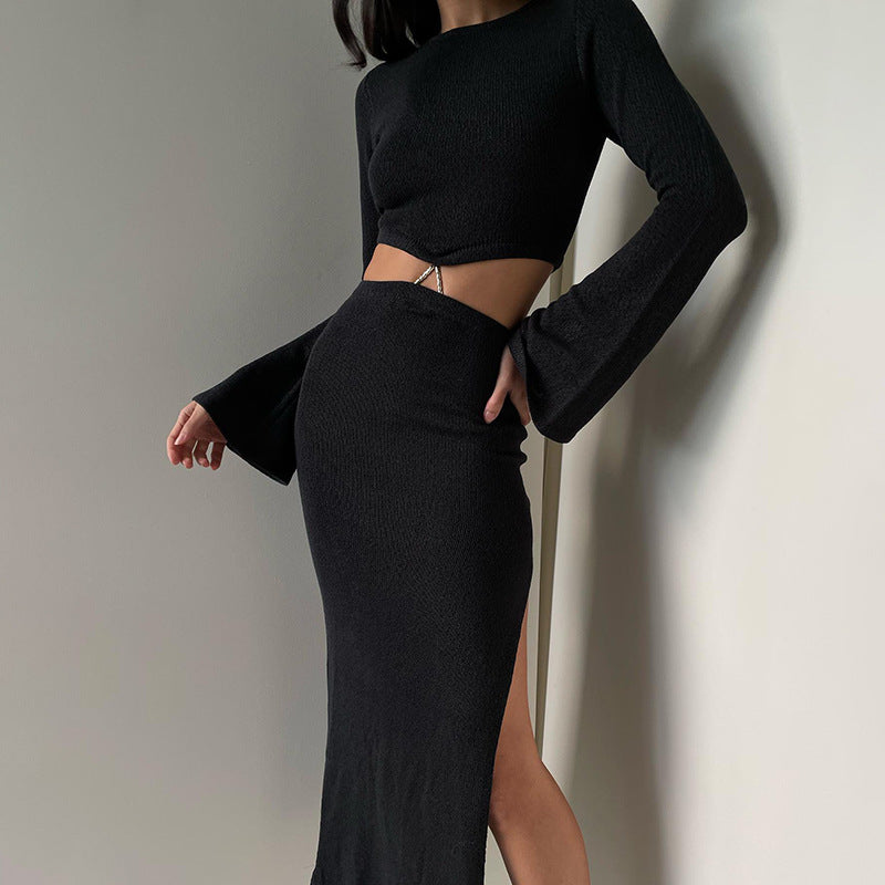 Long Sleeve Crop & Maxi Skirt Sets