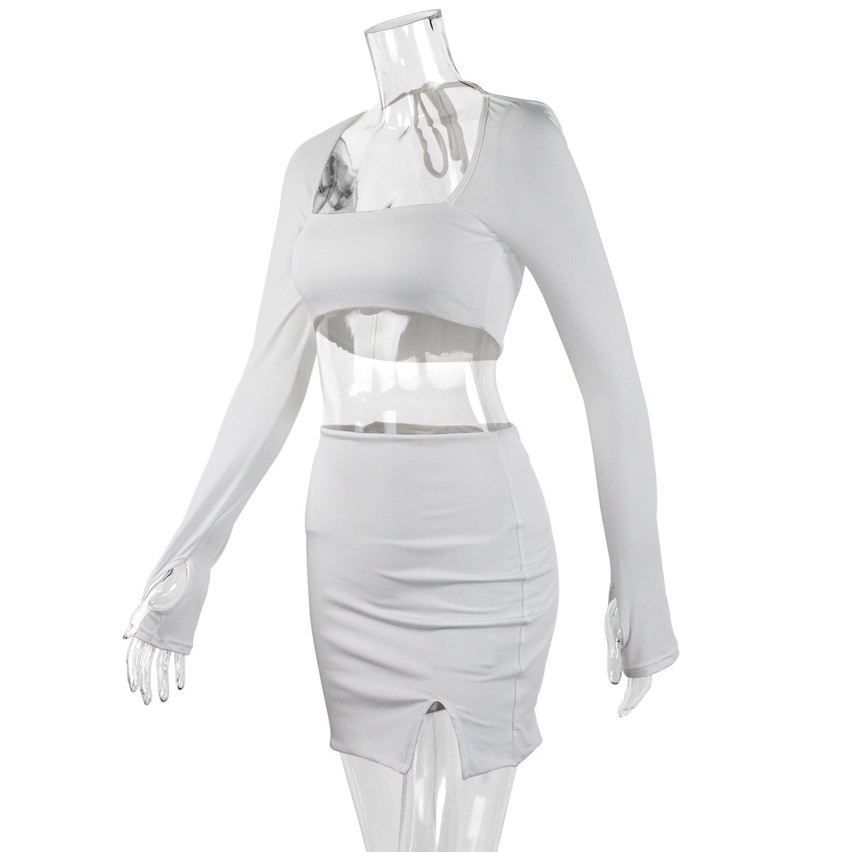 Tube Sleeved Crop Top & Mini Skirt Set