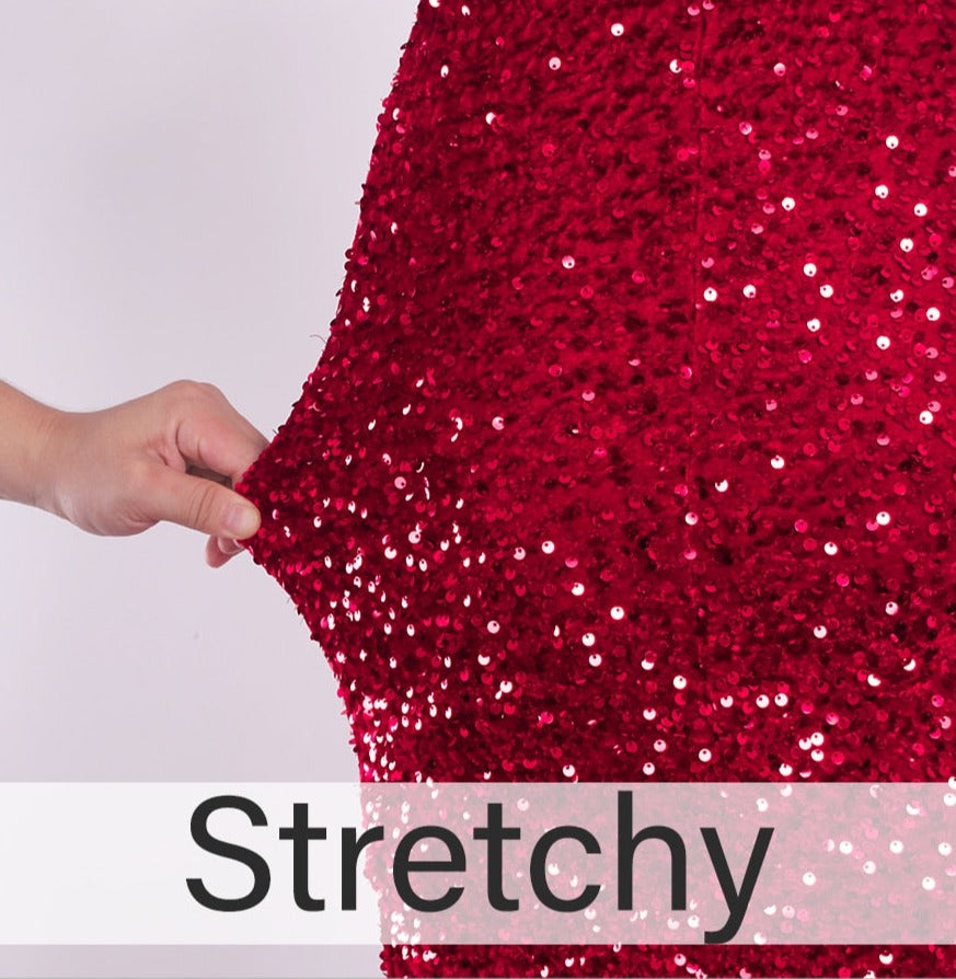 Red Sequin One Shoulder Sleeveless Maxi Dress