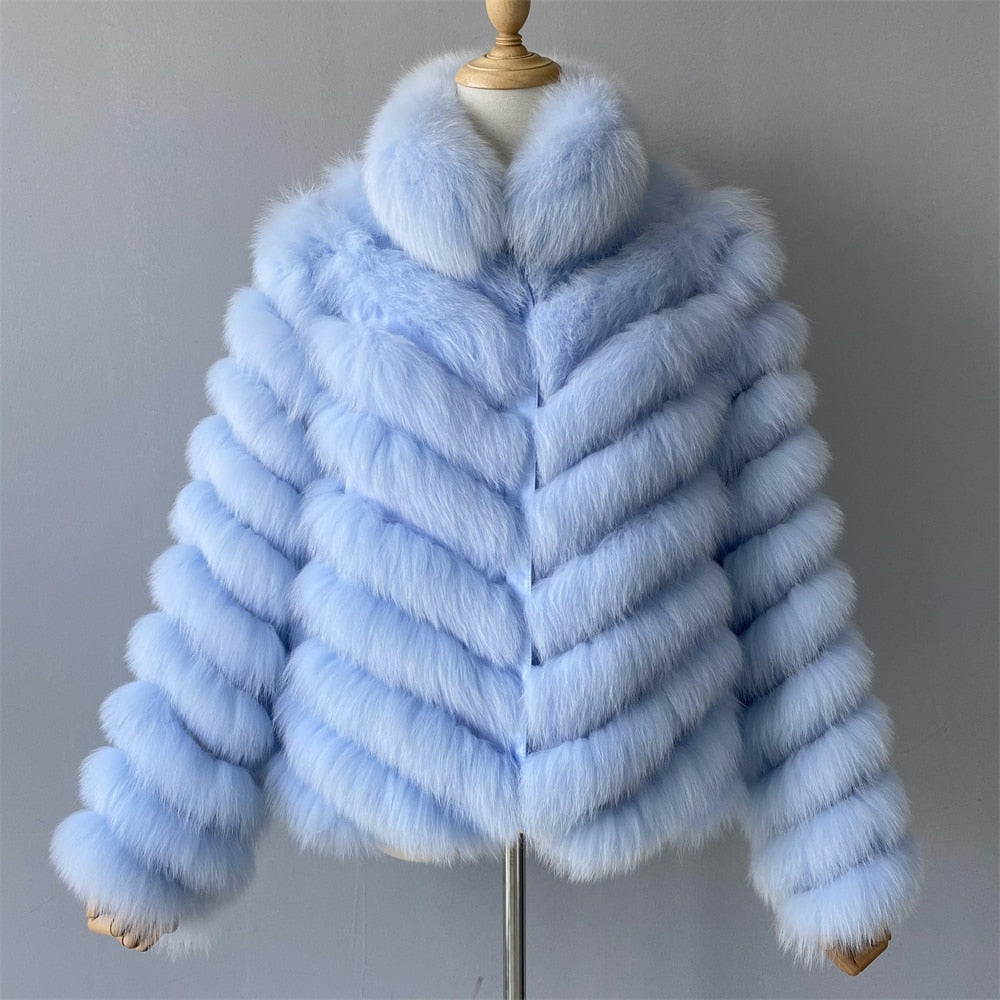 Reversible Knitted Real Fur Coats Silk Liner