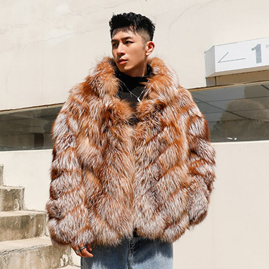 Pattern Hooded Real Fur Coats