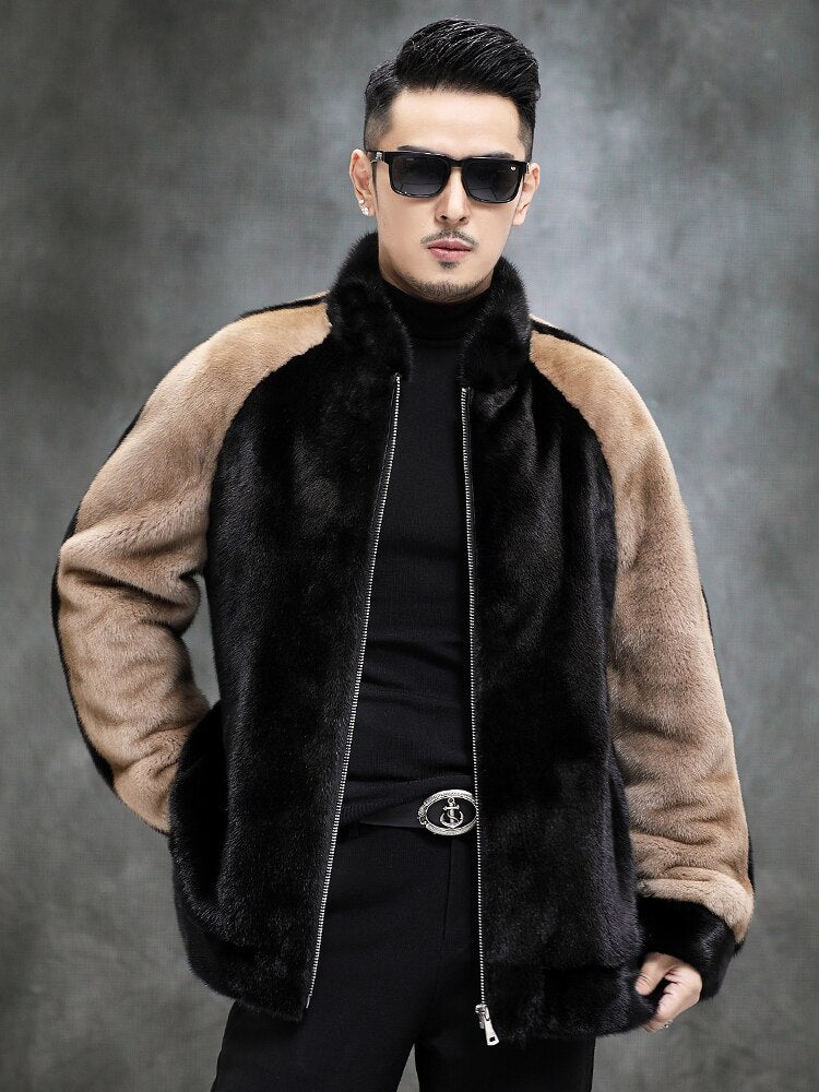 Two Tone Real Mink Fur Coat