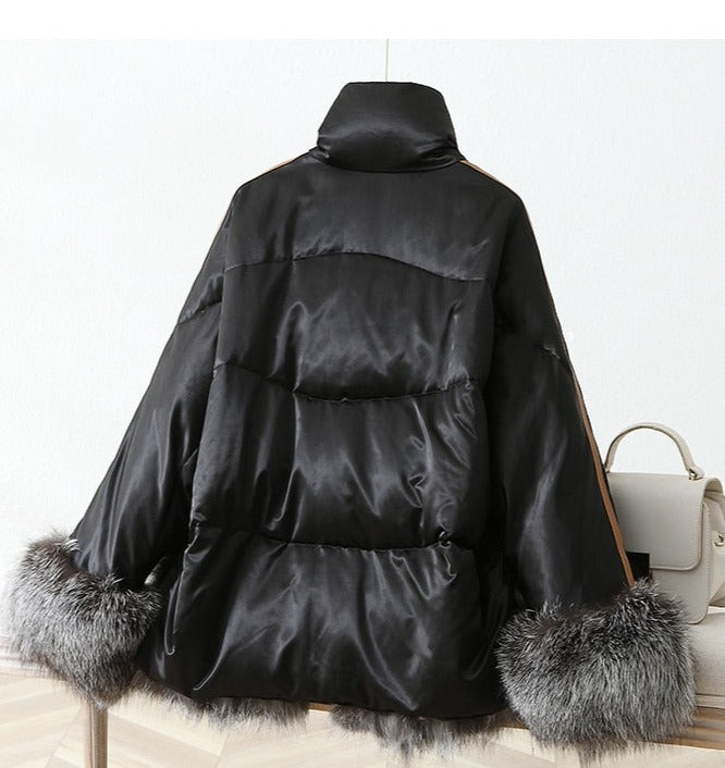 Duck Down Puffer Coats Real Fur Outer Front Half & Cuffs