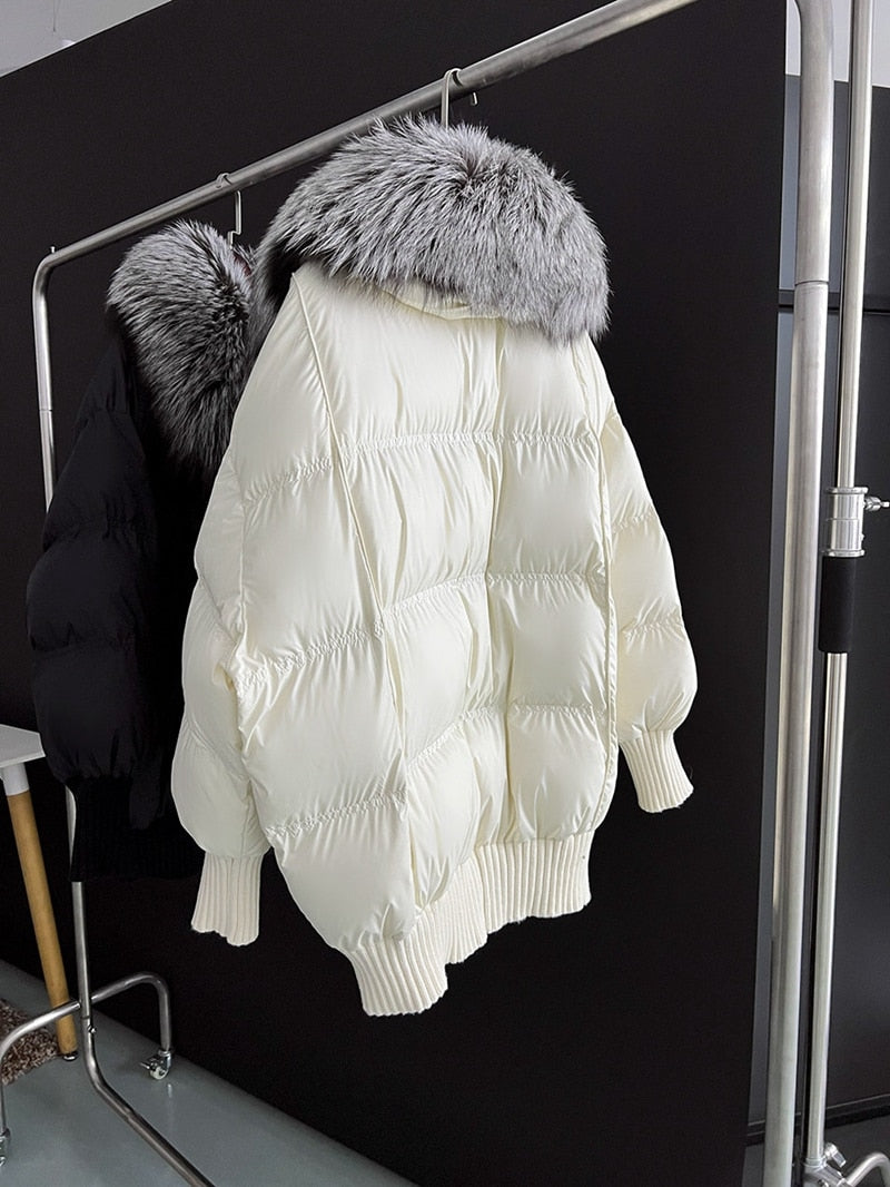 Goose Down Real Fur Big Collar Puffer Coats