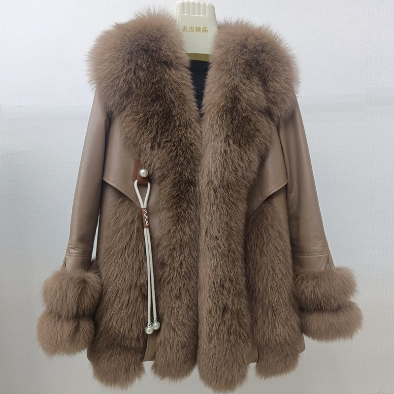 Genuine Leather Coats Real Fur Pattern