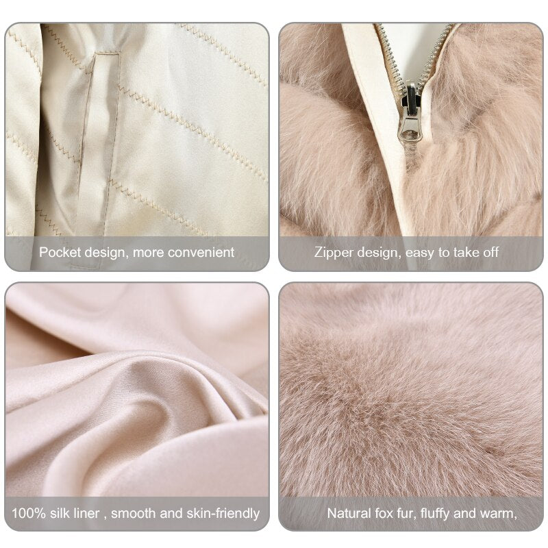 Reversible Real Fur Coats Silk Liner Hooded