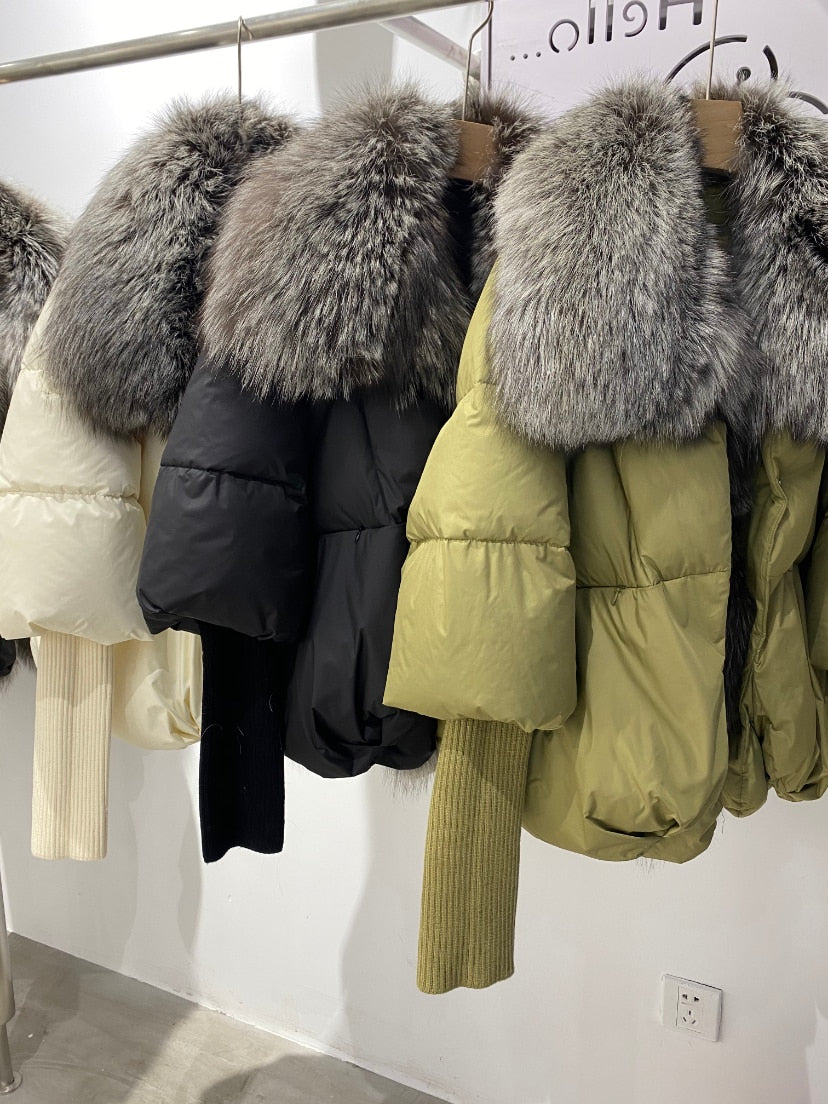 Goose Down Big Fur Collar Puffer Jackets