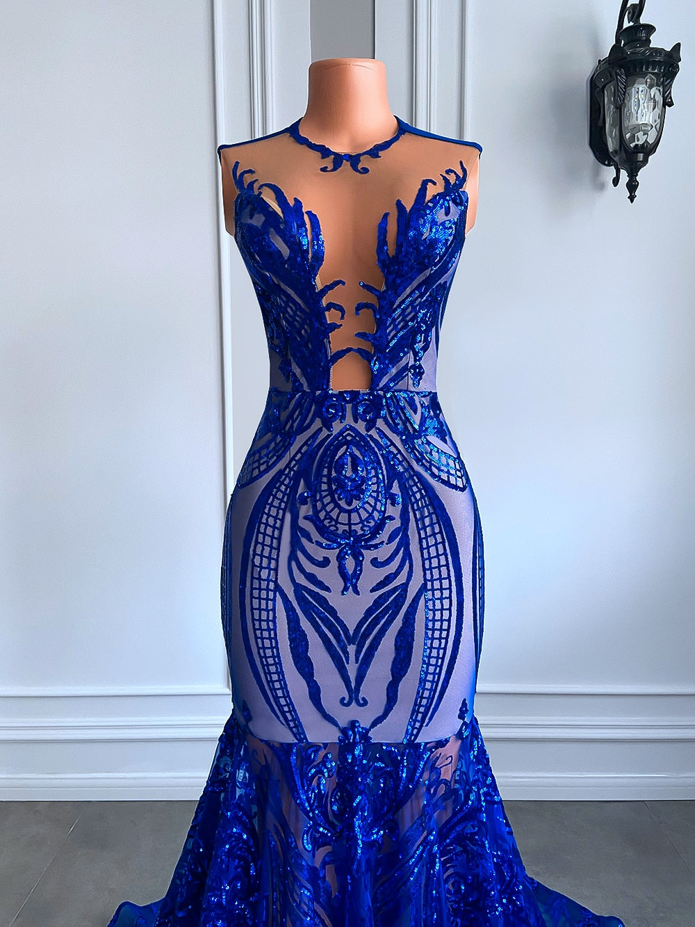 Mesh Sequin Mermaid Floor-Length Dresses