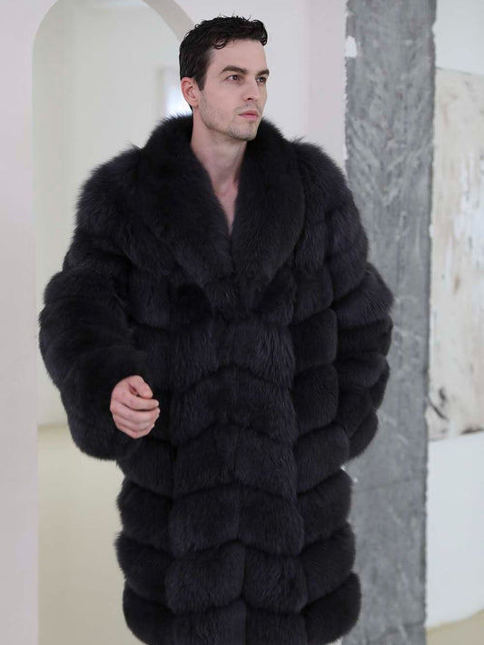 Real Fox Fur Pattern Long Coats