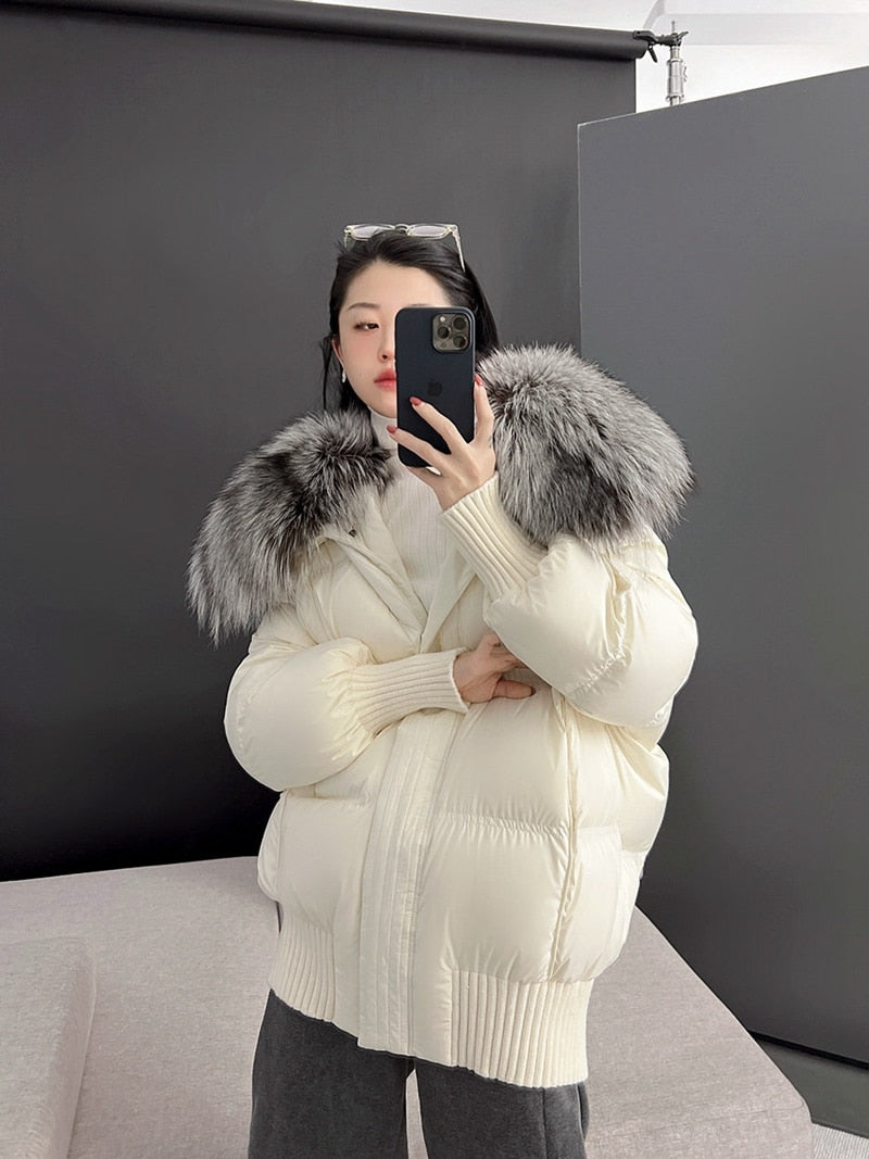 Goose Down Real Fur Big Collar Puffer Coats