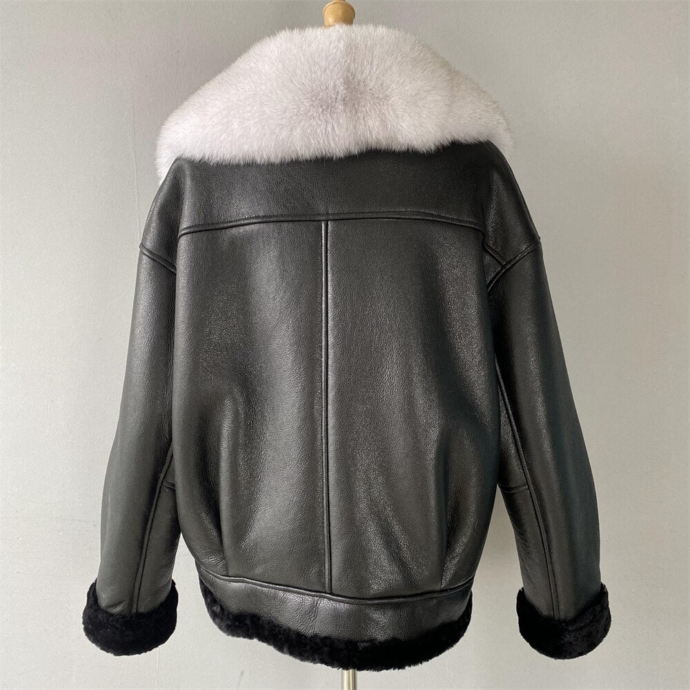 Genuine Leather Moto Jackets Shearling Liner