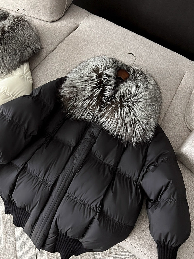 Goose Down Real Fur Big Collar Puffer Coats