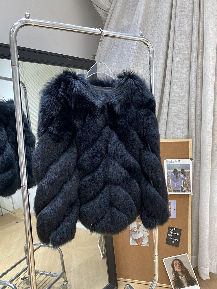 Luxury Pattern Real Fur Coats