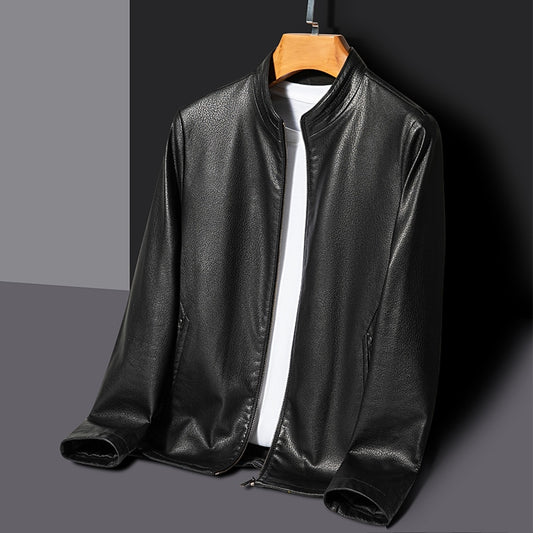 Genuine Leather Thin Jackets Stand Collar