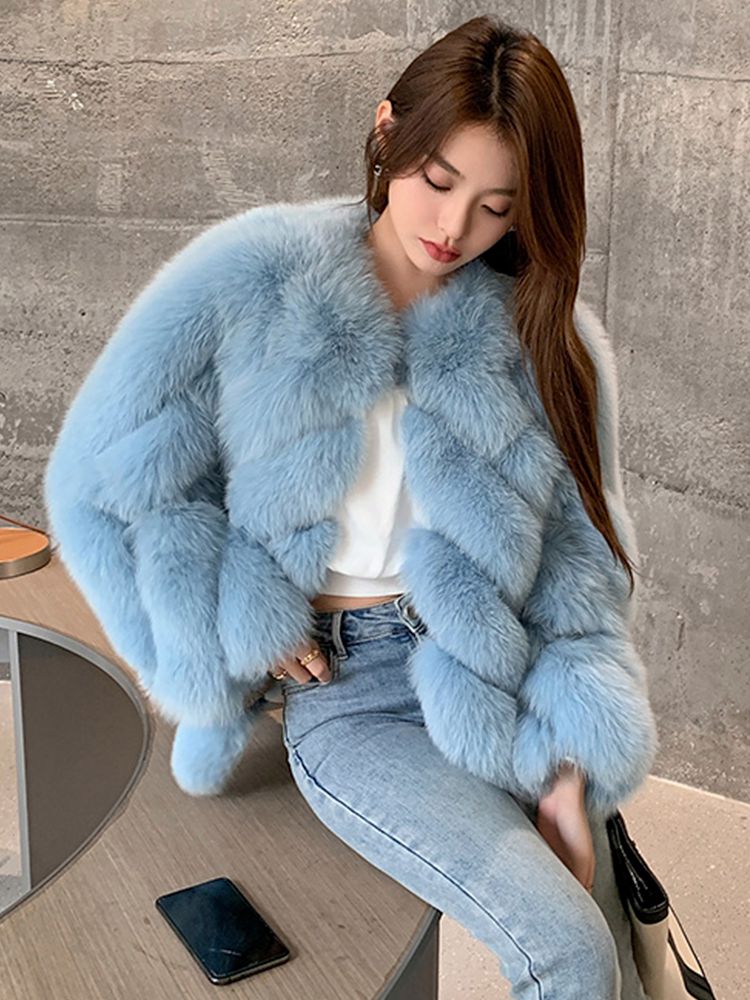 Luxury Pattern Real Fur Coats