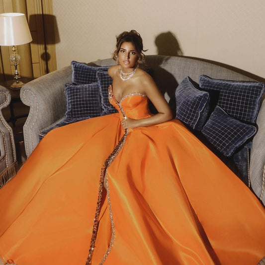 Crystal Full Slit Trumpet Floor-Length Gowns