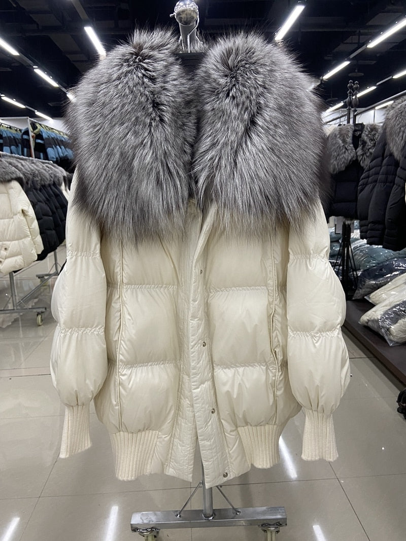 Goose Down Real Fur Big Collar Puffer Coats