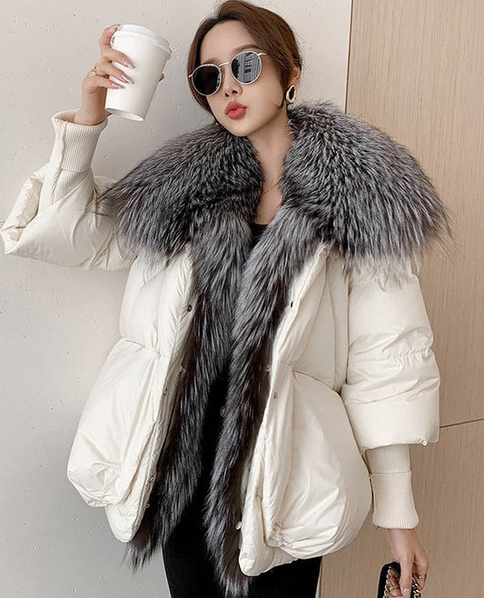 Goose Down Big Fur Collar Puffer Jackets