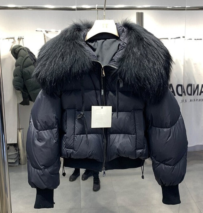 Real Fur Loose Duck Down Puffer Coats