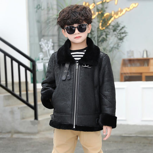 Genuine Leather Coat Lamb Wool Lining