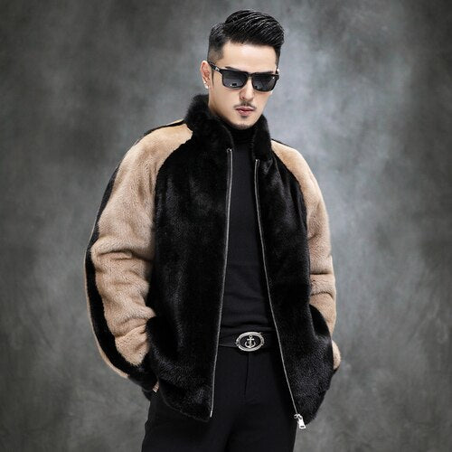 Two Tone Real Mink Fur Coat
