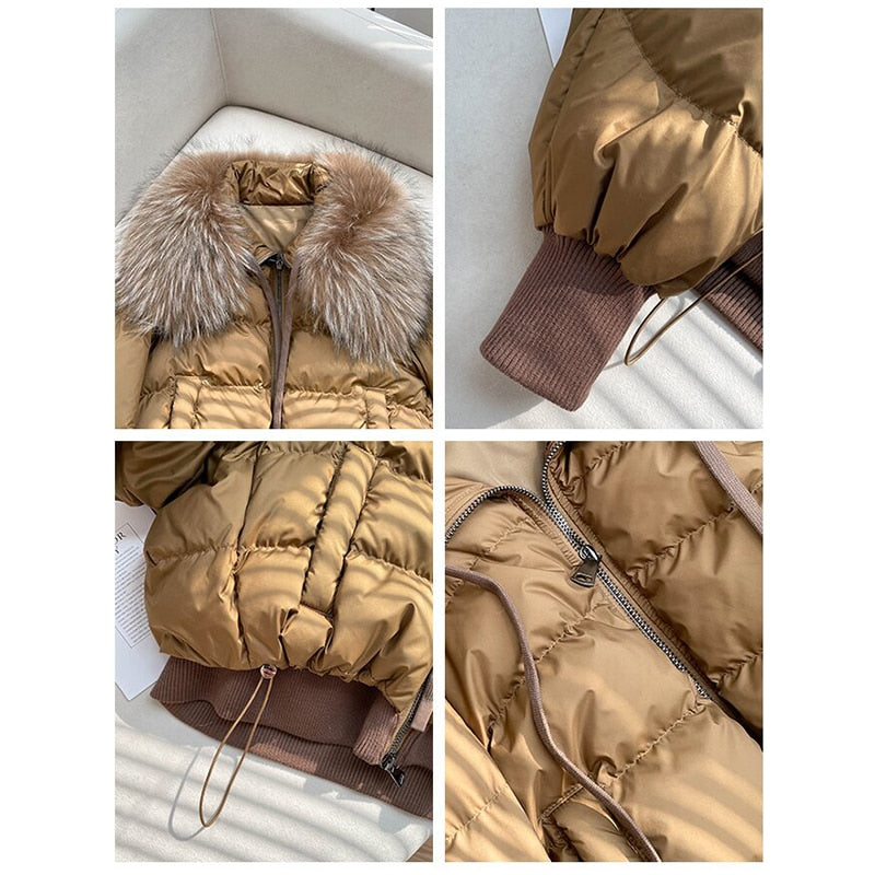 Real Fur Loose Duck Down Puffer Coats