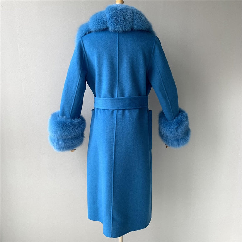 Cashmere Trench Coats Real Fur Collar & Cuffs