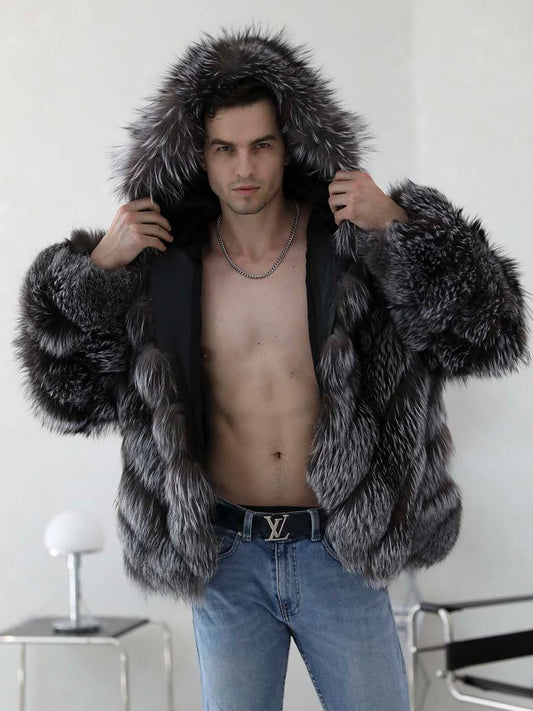 Real Fox Fur Coats Hooded Bombers