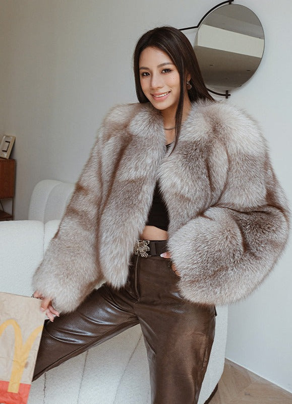 Fluffy Real Fox Fur Short Coats