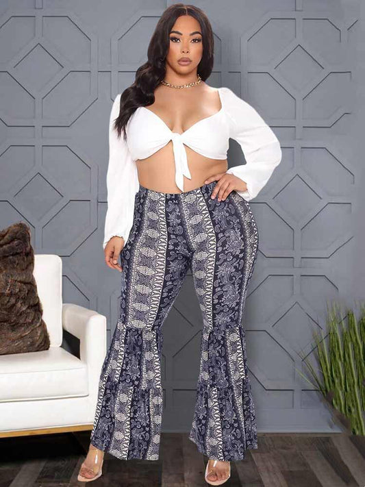 Folk Vintage Flared Pants Plus Size