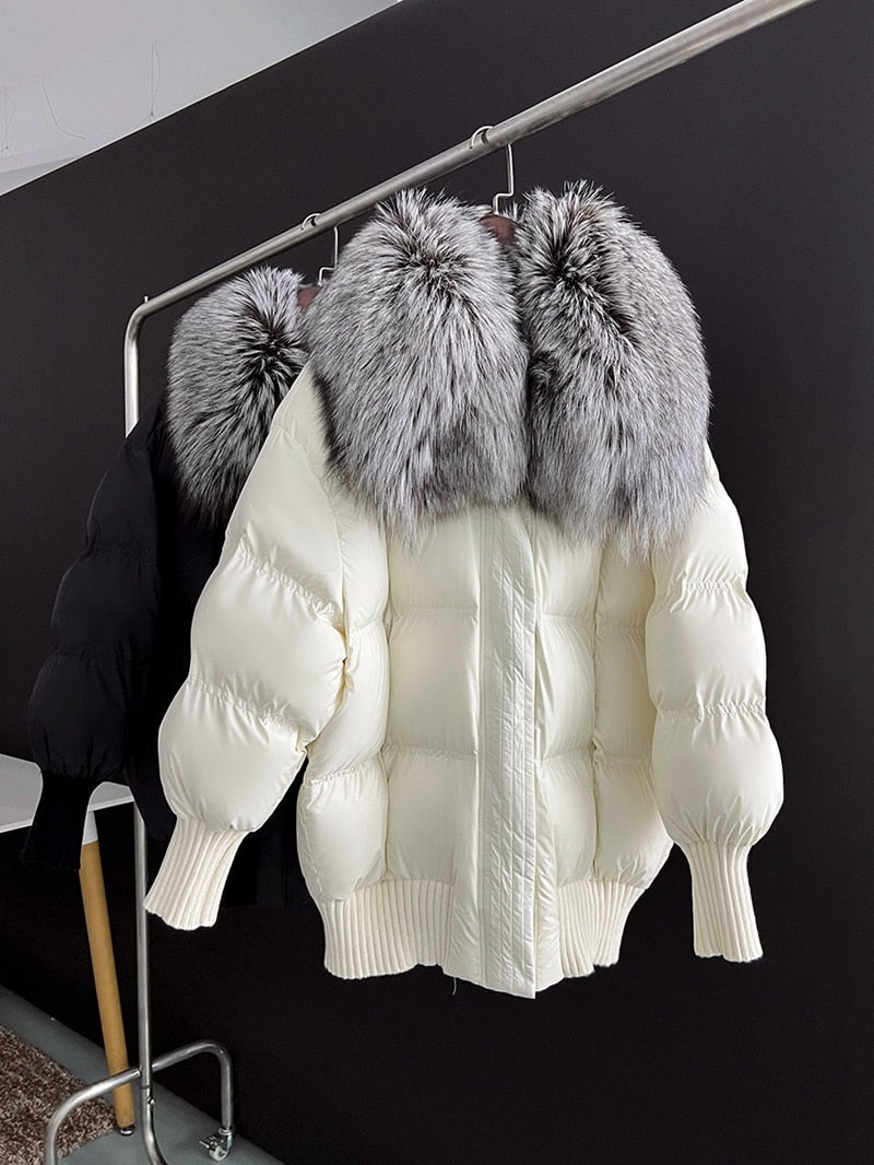 Goose Down Real Fur Big Collar Puffer Coats