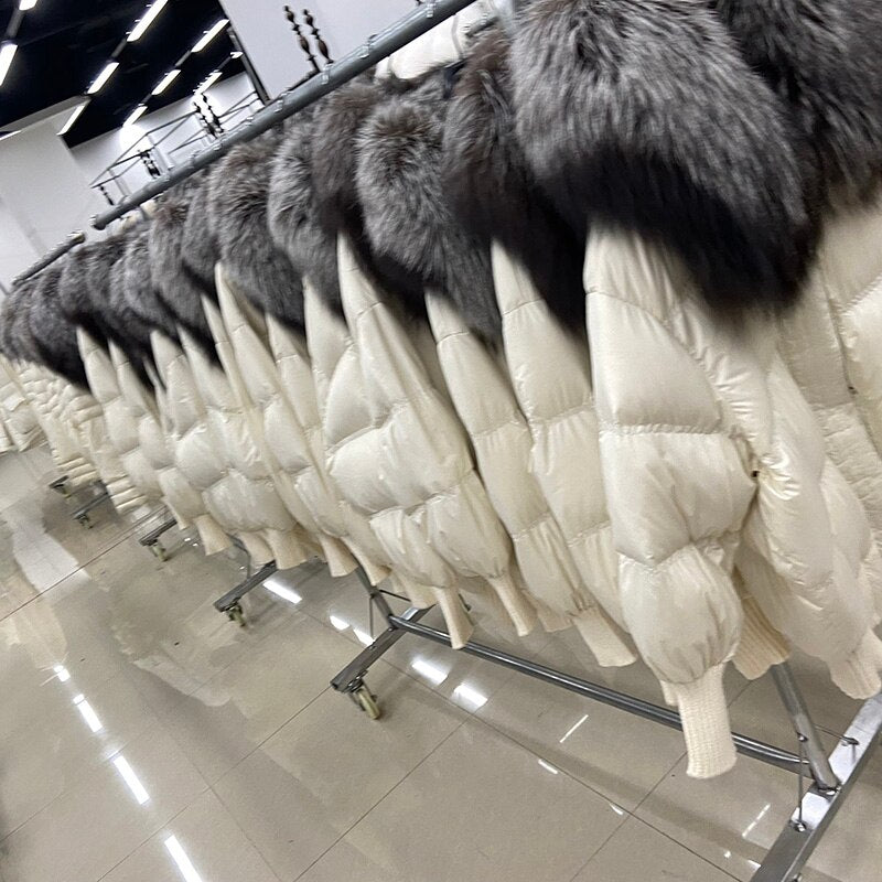 Goose Down Real Fur Big Collar Puffer Coats